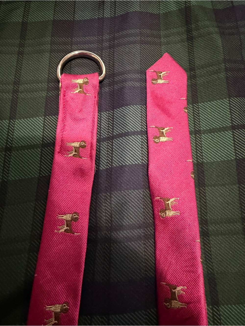 J. Crew Pink D-Ring Belt with Gold Dog Embroidery - Picture 2 of 4